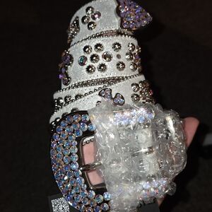 B.B. Simon Silver and Multicolor Crystal Belt